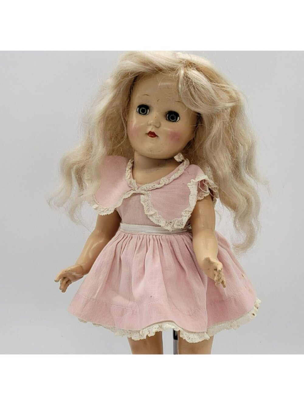 Ideal Toni P90 Platinum Blonde HP Doll With Pink Dress & Lace Details 14"